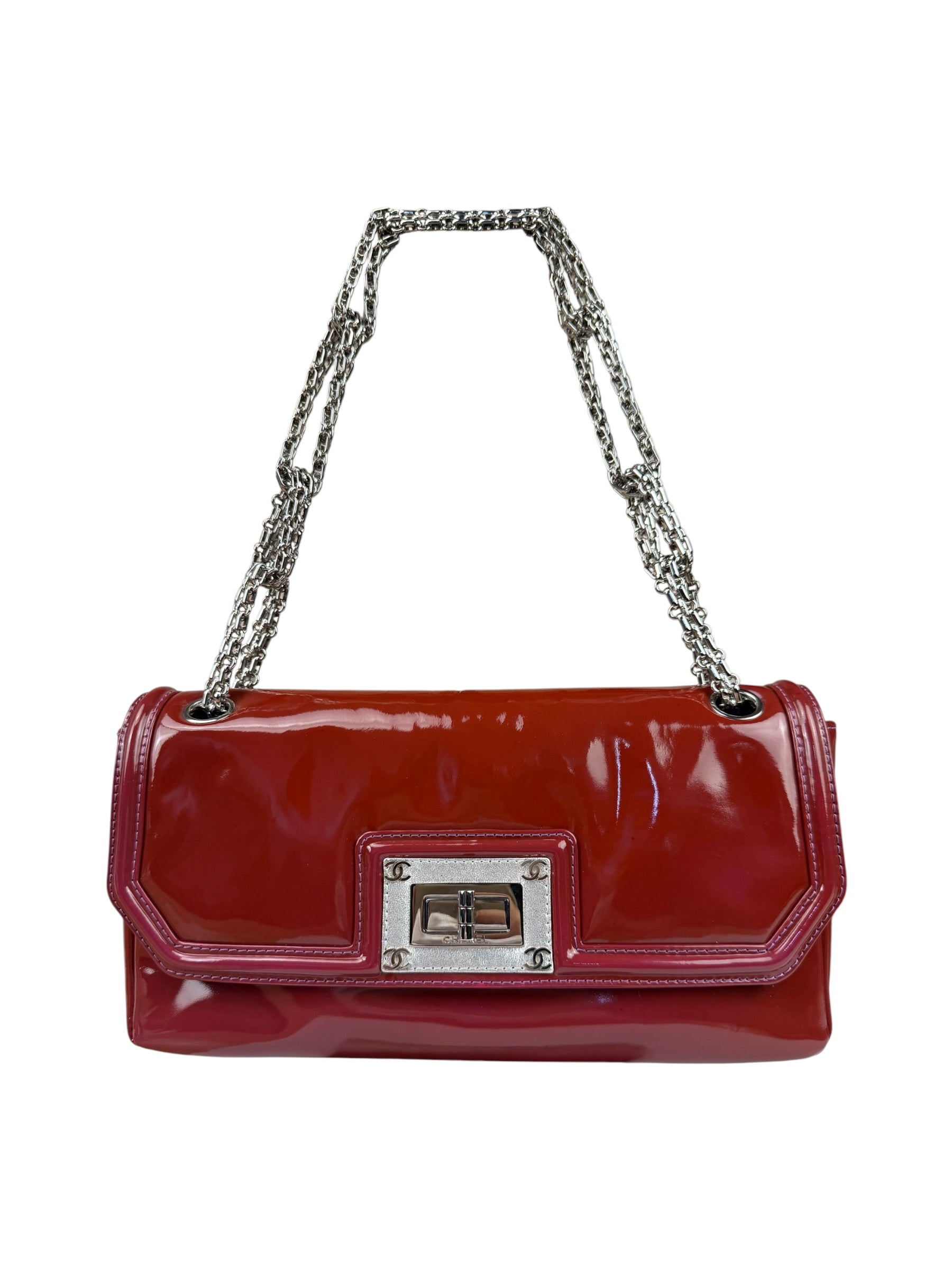 Chanel Burgundy Patent Leather Mademoiselle Bijoux Chain Flap Bag 2008