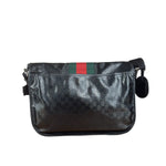 Gucci Black PVC GG Imprime Web Buckle Messenger Bag