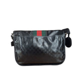 Gucci Black PVC GG Imprime Web Buckle Messenger Bag