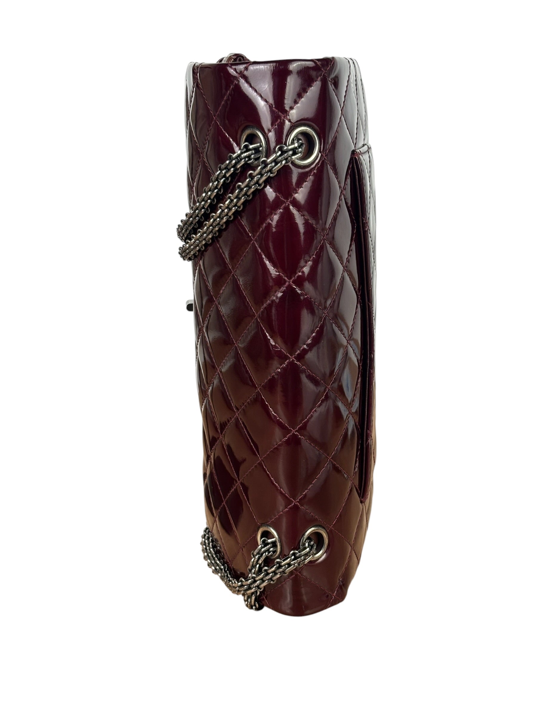 Chanel Burgundy Quilted Patent Leather 2.55 Reissue 227 Large Double Flap Bag 2011