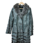 Vintage Black Suede/Leather Fur-Line Long Coat