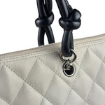 Chanel White Calfskin Quilted Python-Embossed Ligne Cambon Flat Tote Bag 2004