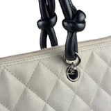 Chanel White Calfskin Quilted Python-Embossed Ligne Cambon Flat Tote Bag 2004