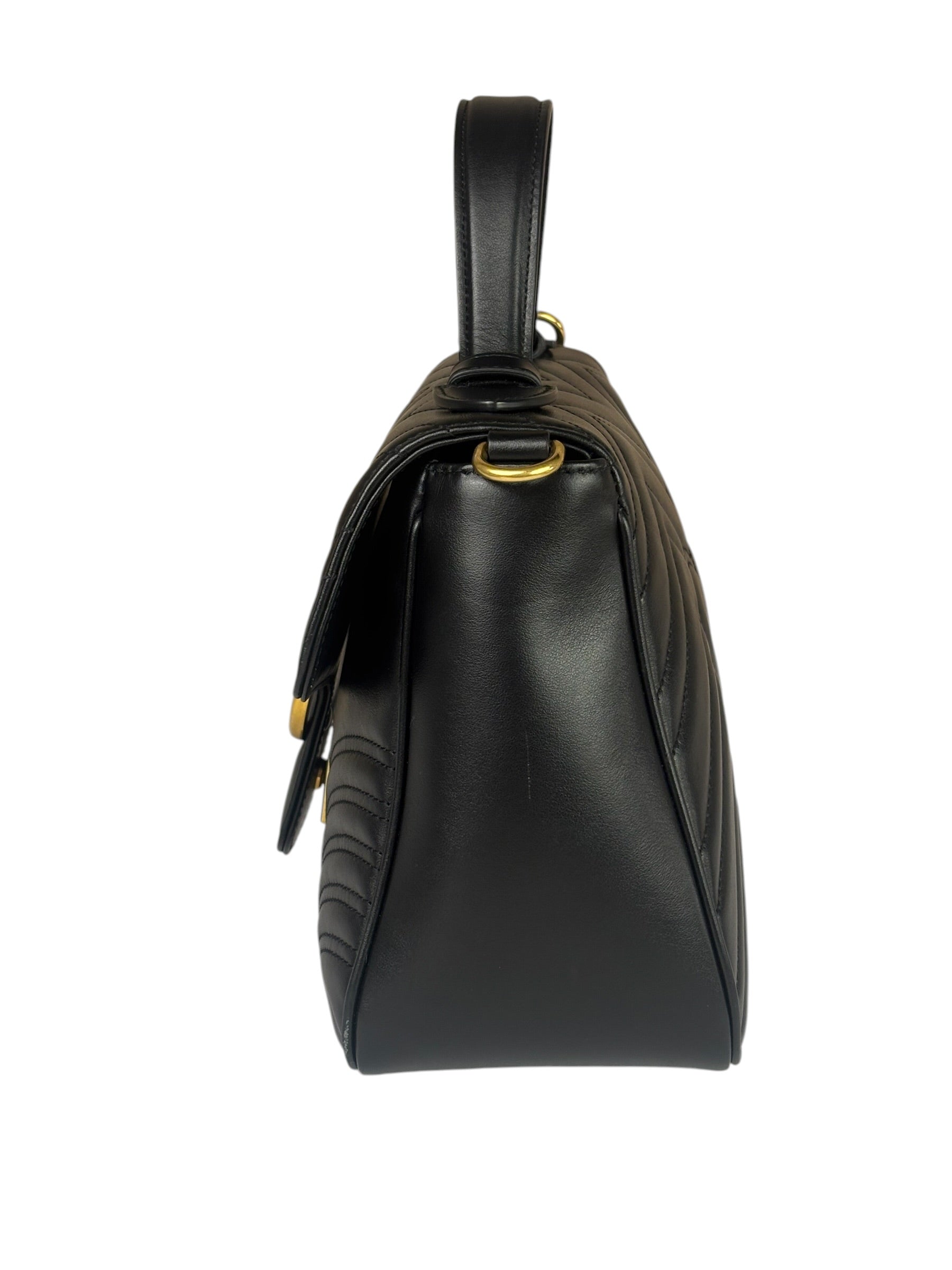 Gucci Black Leather Marmont Medium Shoulder Bag