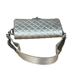 Chanel CC Silver Metallic Quilted Flap Shoulder Bag 2017