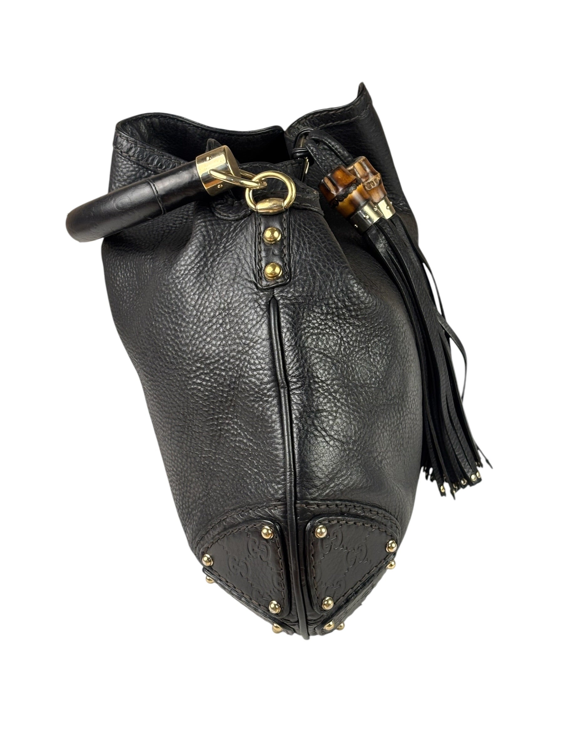 Gucci Black Leather Indy Hobo Bag