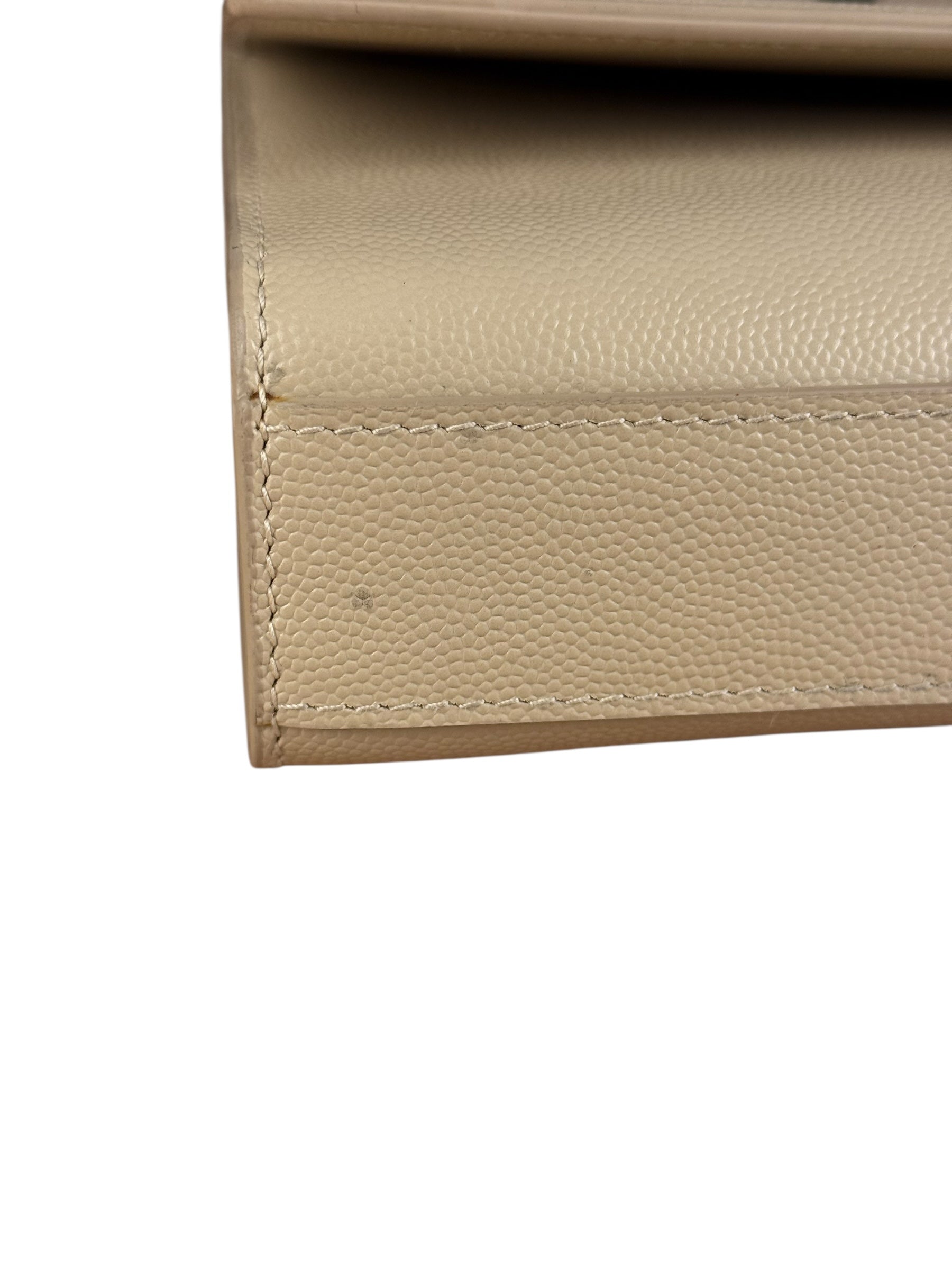 Saint Laurent Kate Grain De Poudre Chain Bag Beige