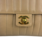 Chanel Vintage Tan Vertical Quilt Flap Shoulder Bag 1989