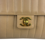 Chanel Vintage Tan Vertical Quilt Flap Shoulder Bag 1989