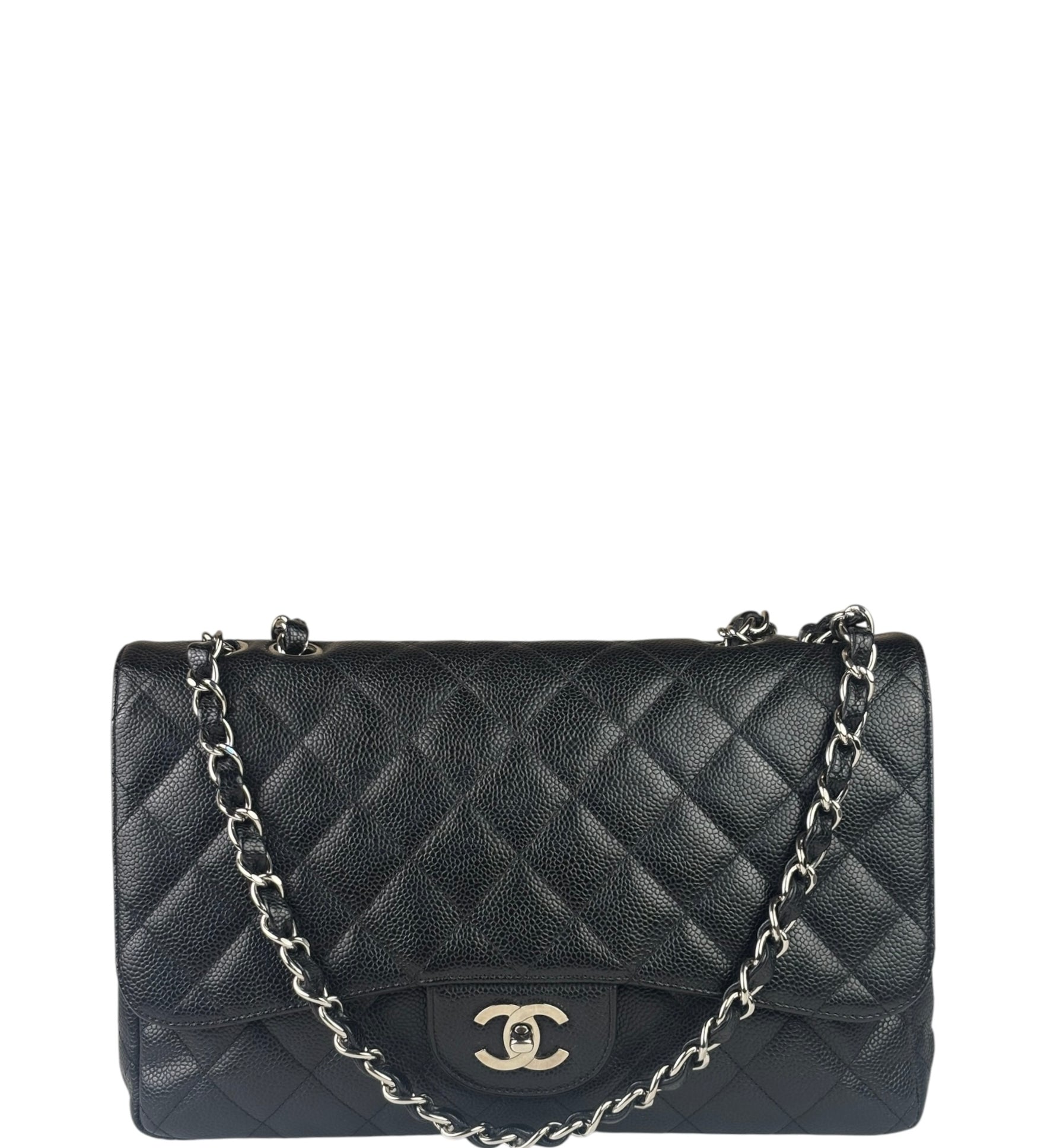 Chanel Black Caviar Quilted Flap Large Flap Bag 2006