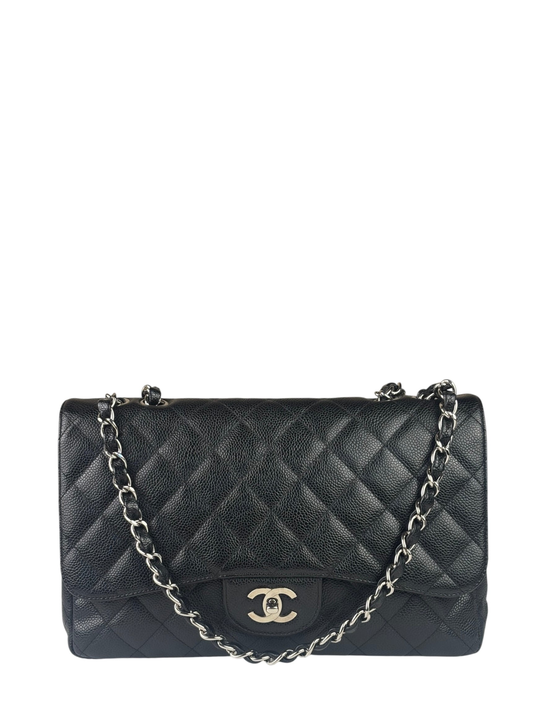 Chanel Black Caviar Quilted Flap Large Flap Bag 2006