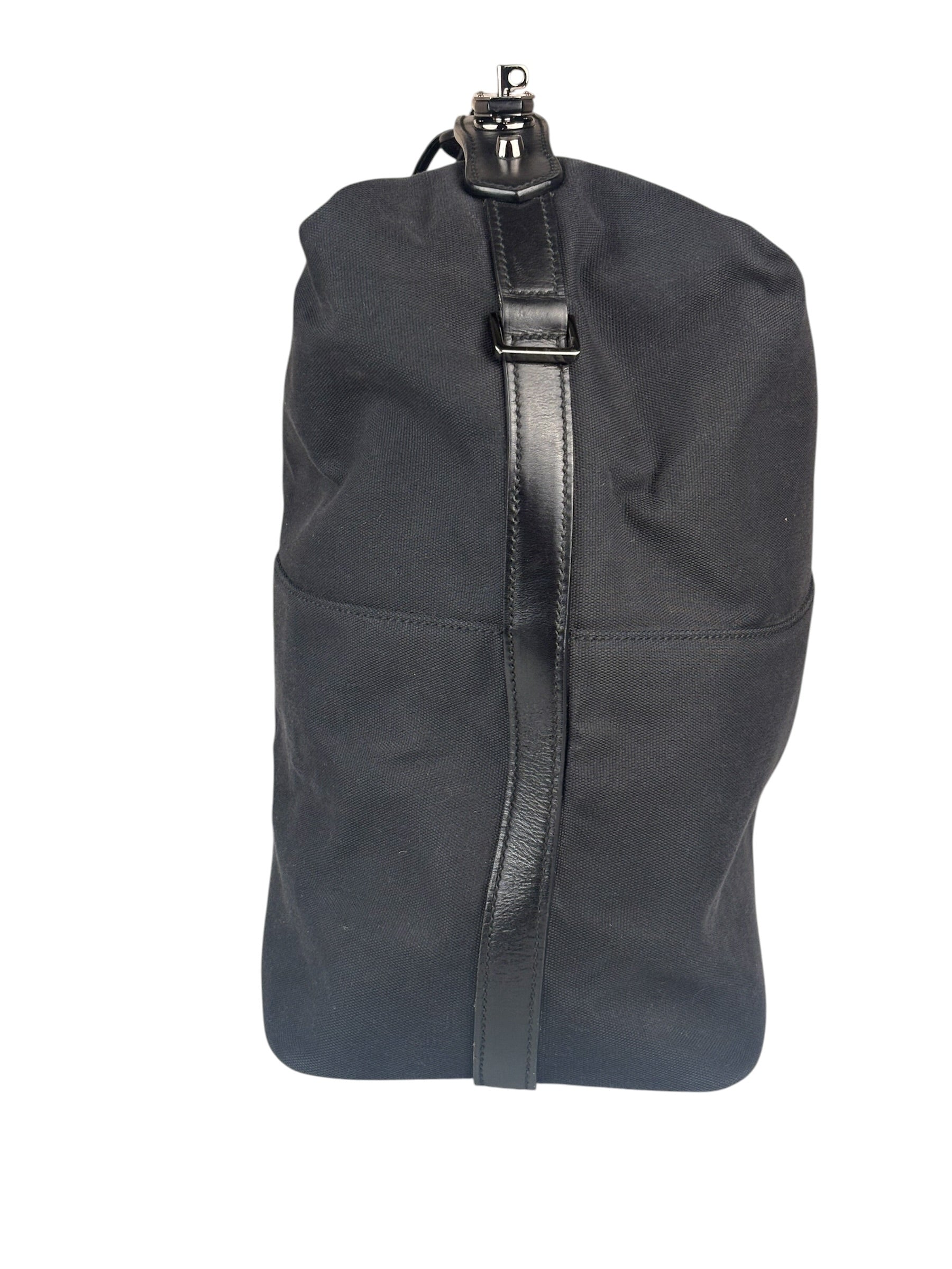 Gucci Black Leather Trim Belted Tote