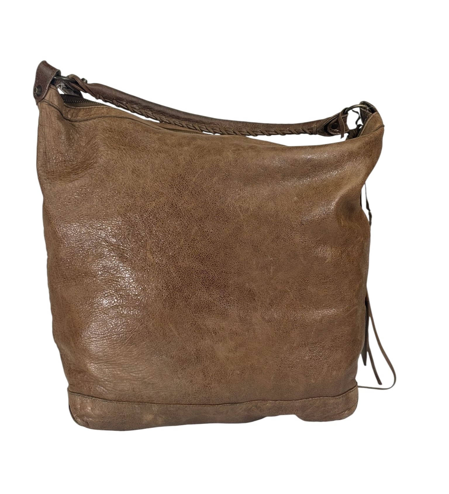 Balenciaga Brown Lambskin Day Moto Hobo Bag