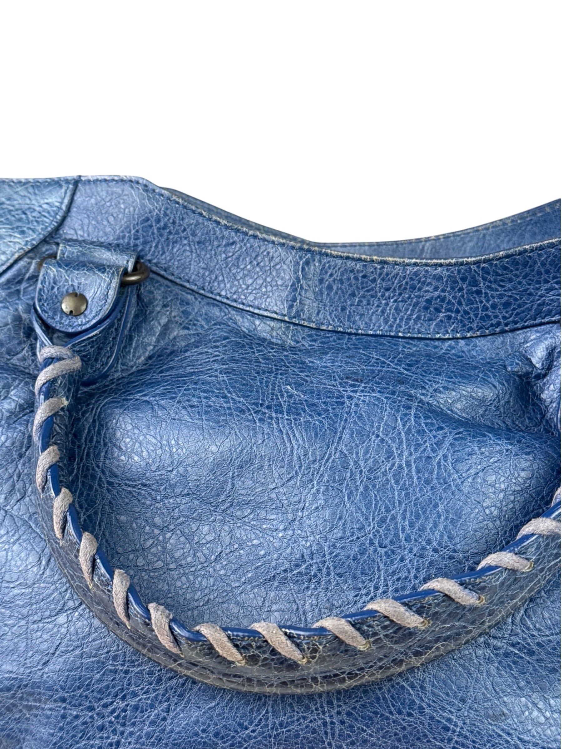 Balenciaga Navy Leather Moto Work Two-Way Bag
