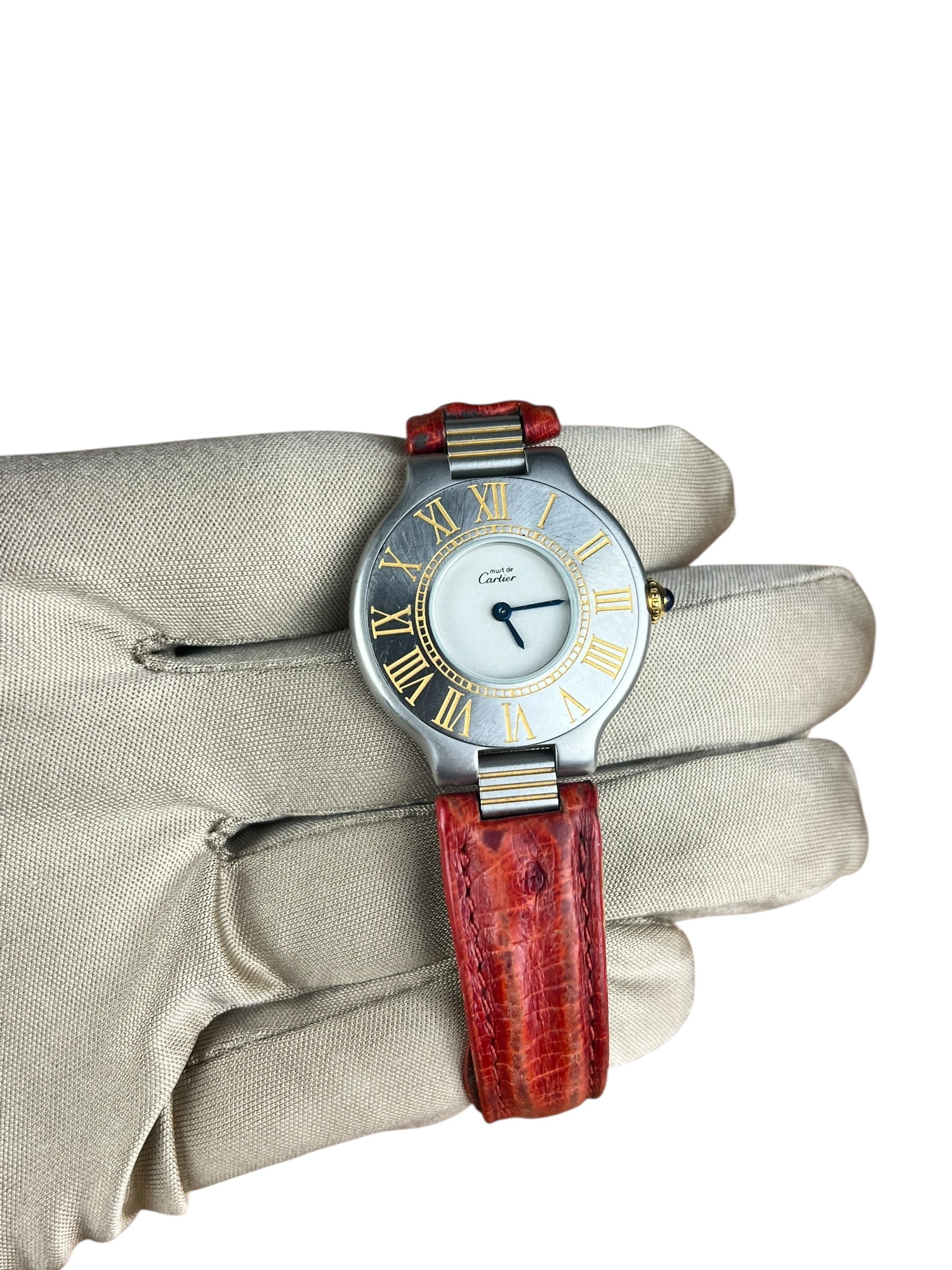 Cartier Must De 21 Red Leather Strap