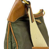 Prada Green/Brown Nylon/Leather Trim Crossbody Bag