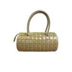 Chanel Beige Leather Trim Mini Puzzle Block Handbag