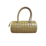 Chanel Beige Leather Trim Mini Puzzle Block Handbag