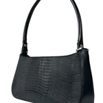 Salvatore Ferragamo Vintage Black Lizard Embossed Leather Pochette