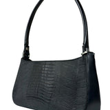 Salvatore Ferragamo Vintage Black Lizard Embossed Leather Pochette