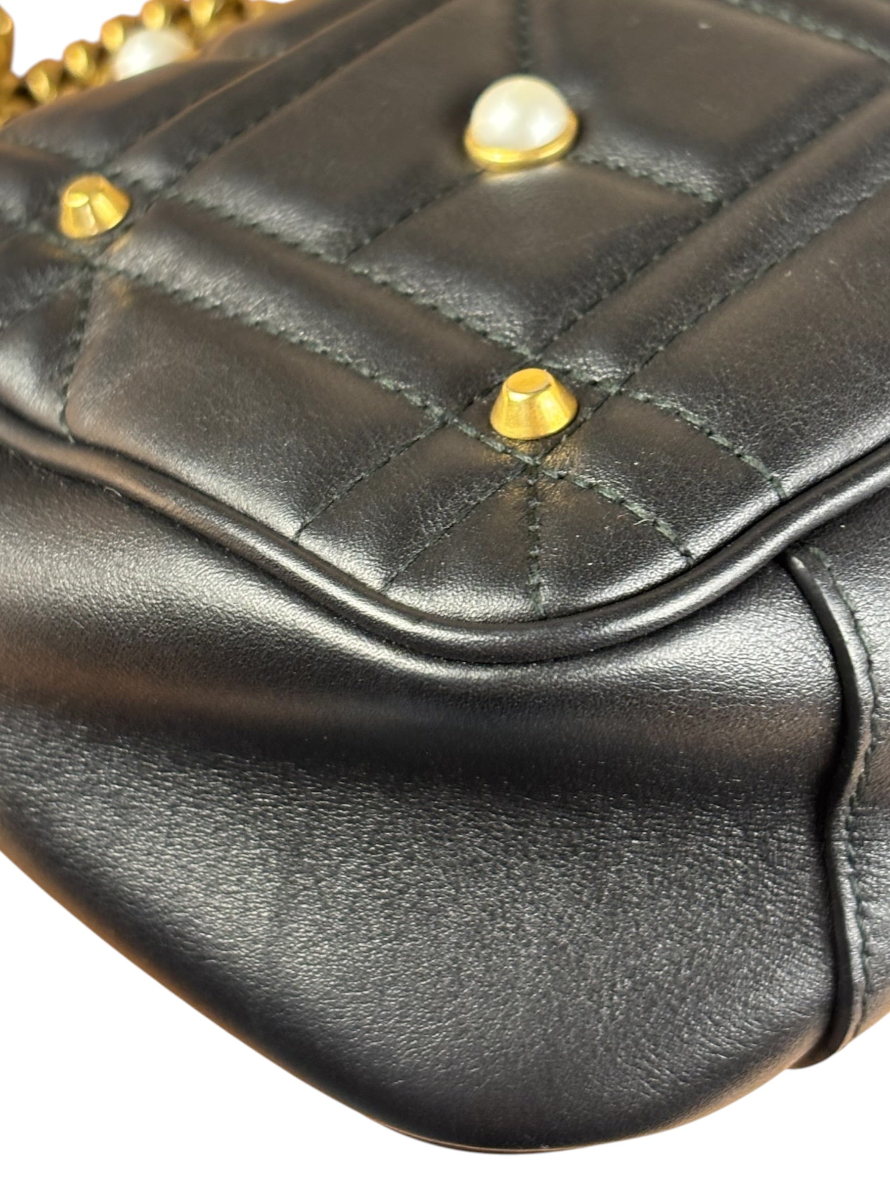 Gucci Black Pearly GG Marmont Flap Bag