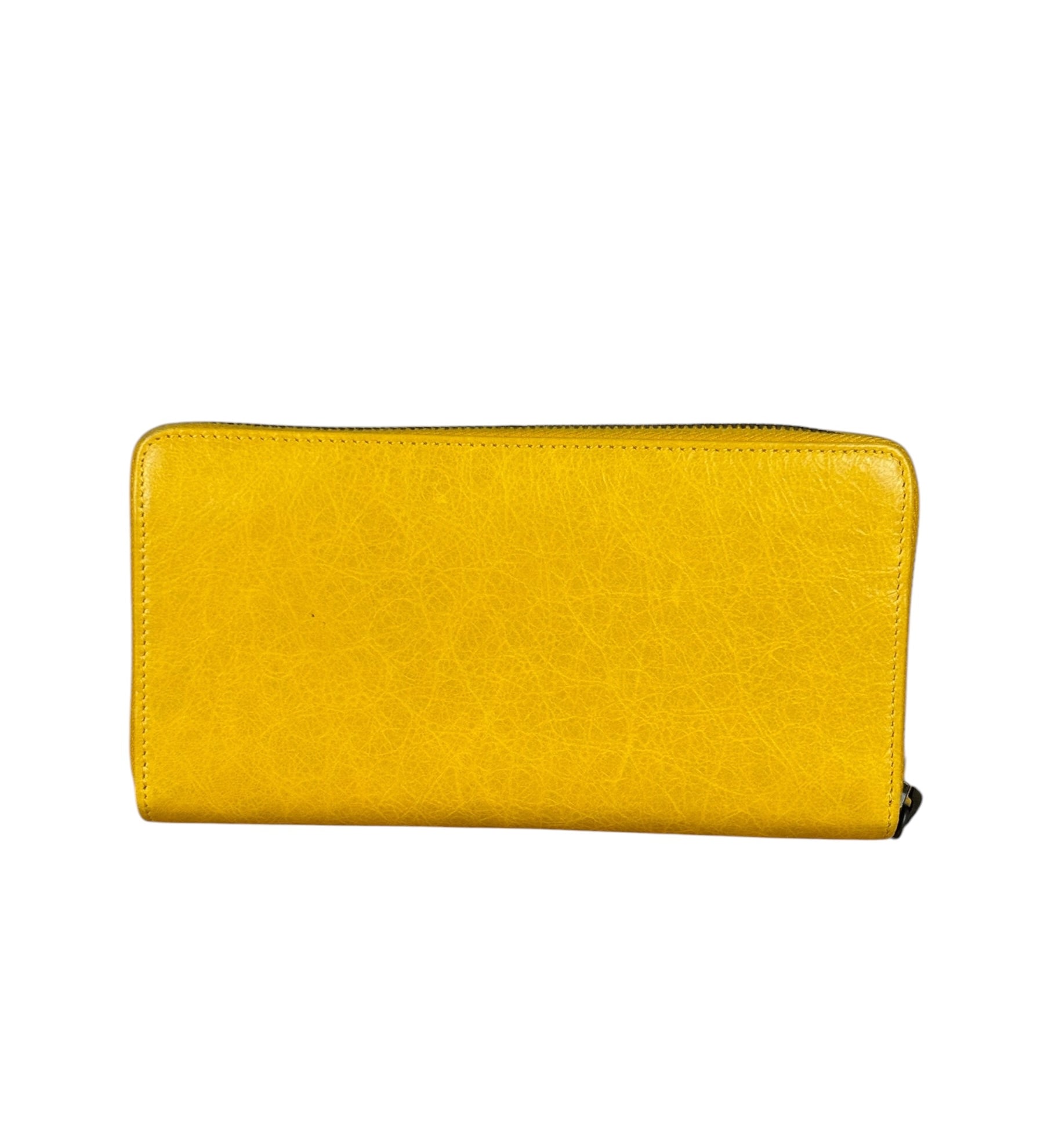 Balenciaga Yellow Leather Moto Zip Wallet