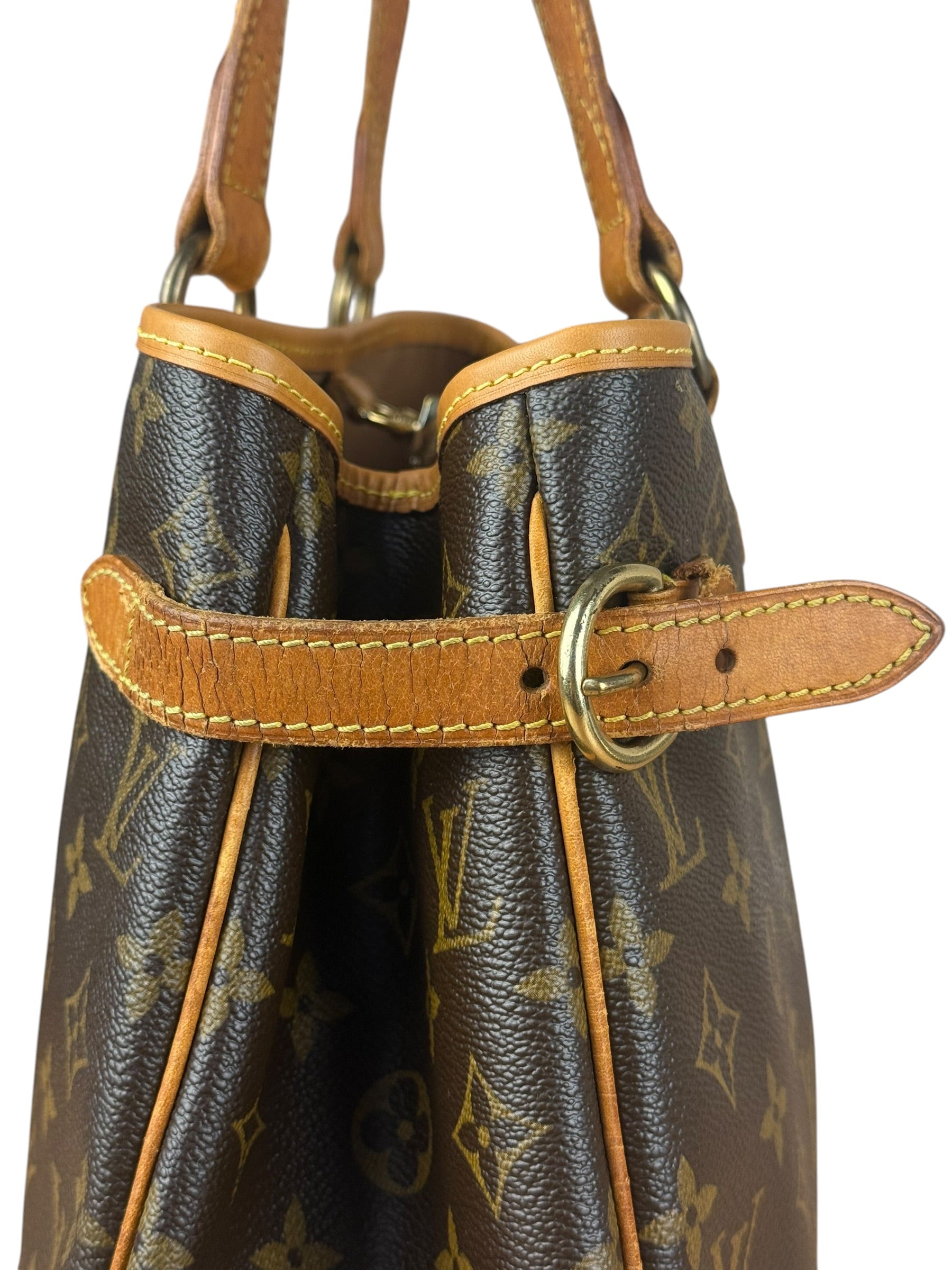 Louis Vuitton Leather Batignolles Horizontal Canvas Monogram Tote Bag