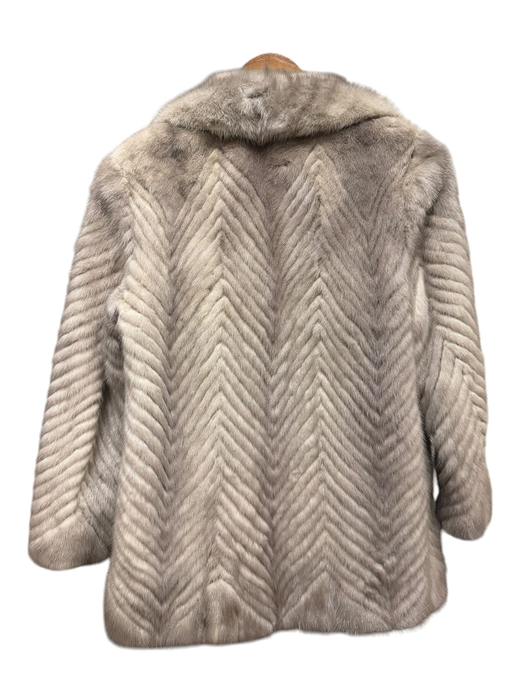 Vintage Grey Chevron Mink Fur Coat
