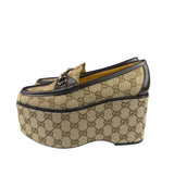 Gucci Horsebit GG Canvas Platform Loafers