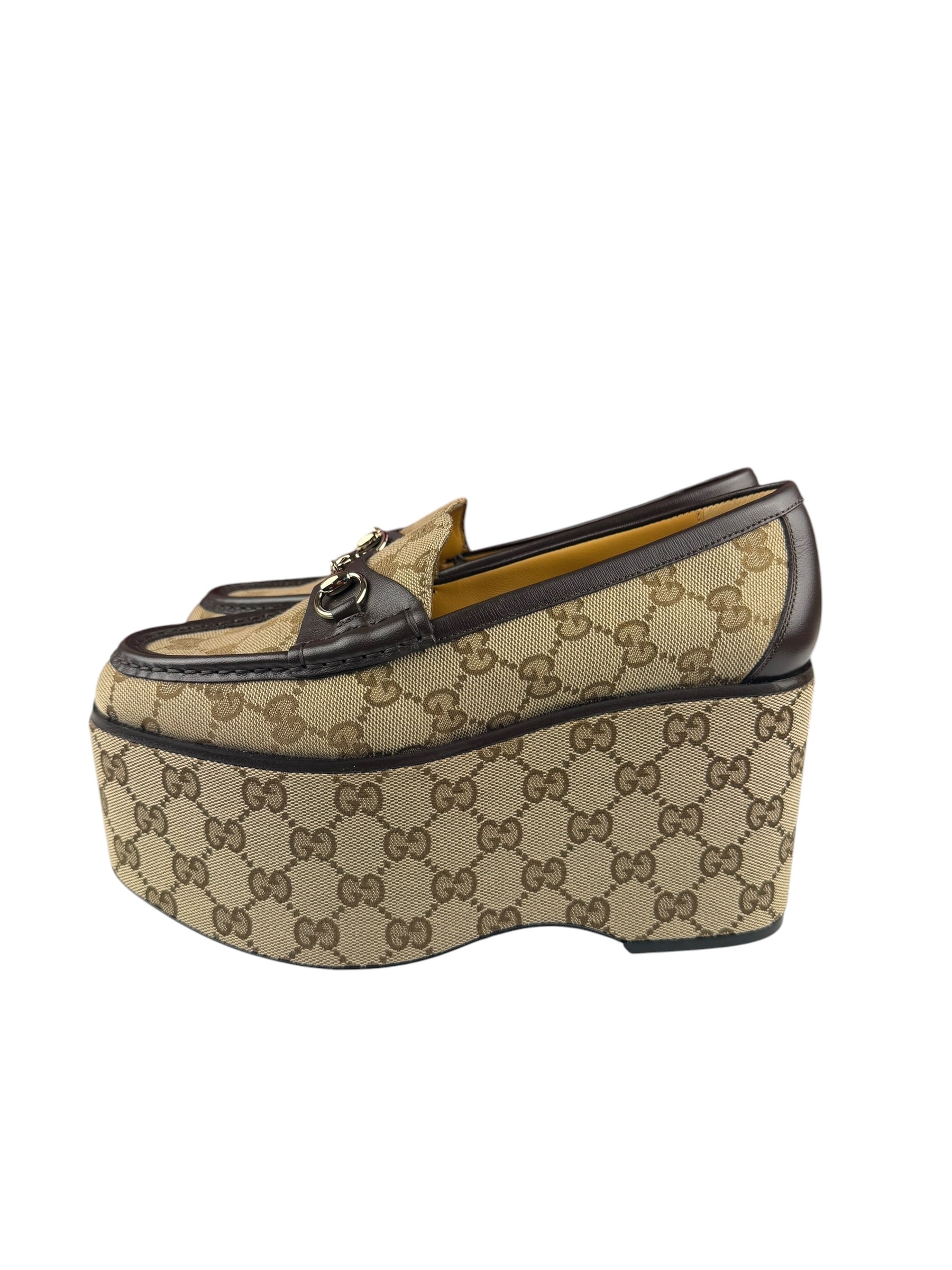 Gucci Horsebit GG Canvas Platform Loafers