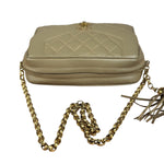 Chanel Tan Brown Quilted Leather Flap Chain Camera Bag