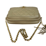 Chanel Tan Brown Quilted Leather Flap Chain Camera Bag