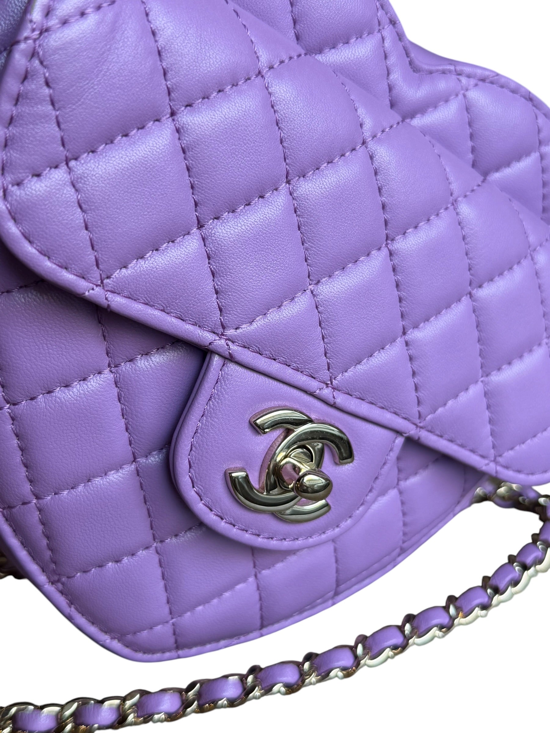 Chanel CC In Love Purple Quilted Leather Heart Bag 2022