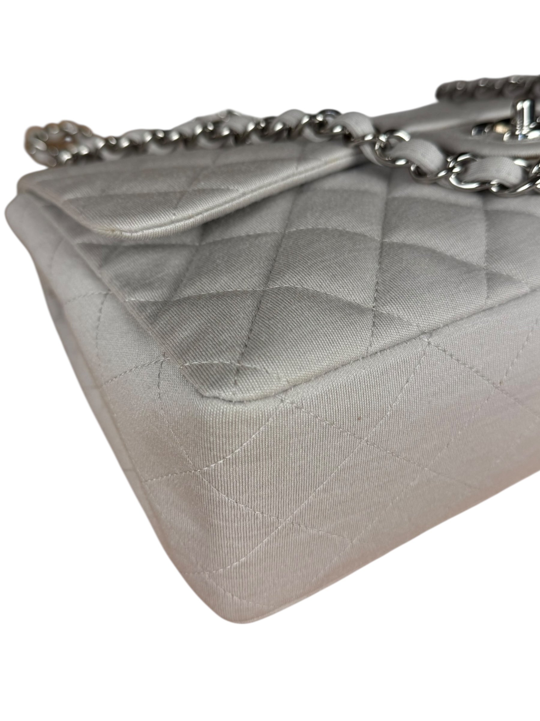 Chanel Grey Cotton M Classic Flap