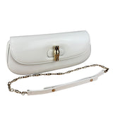 Gucci White Leather Bamboo Night Small Clutch/Pochette
