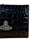 Vivienne Westwood Black Patent Croc Embossed Compact Wallet