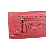 Balenciaga Pink Leather Moto Long Wallet