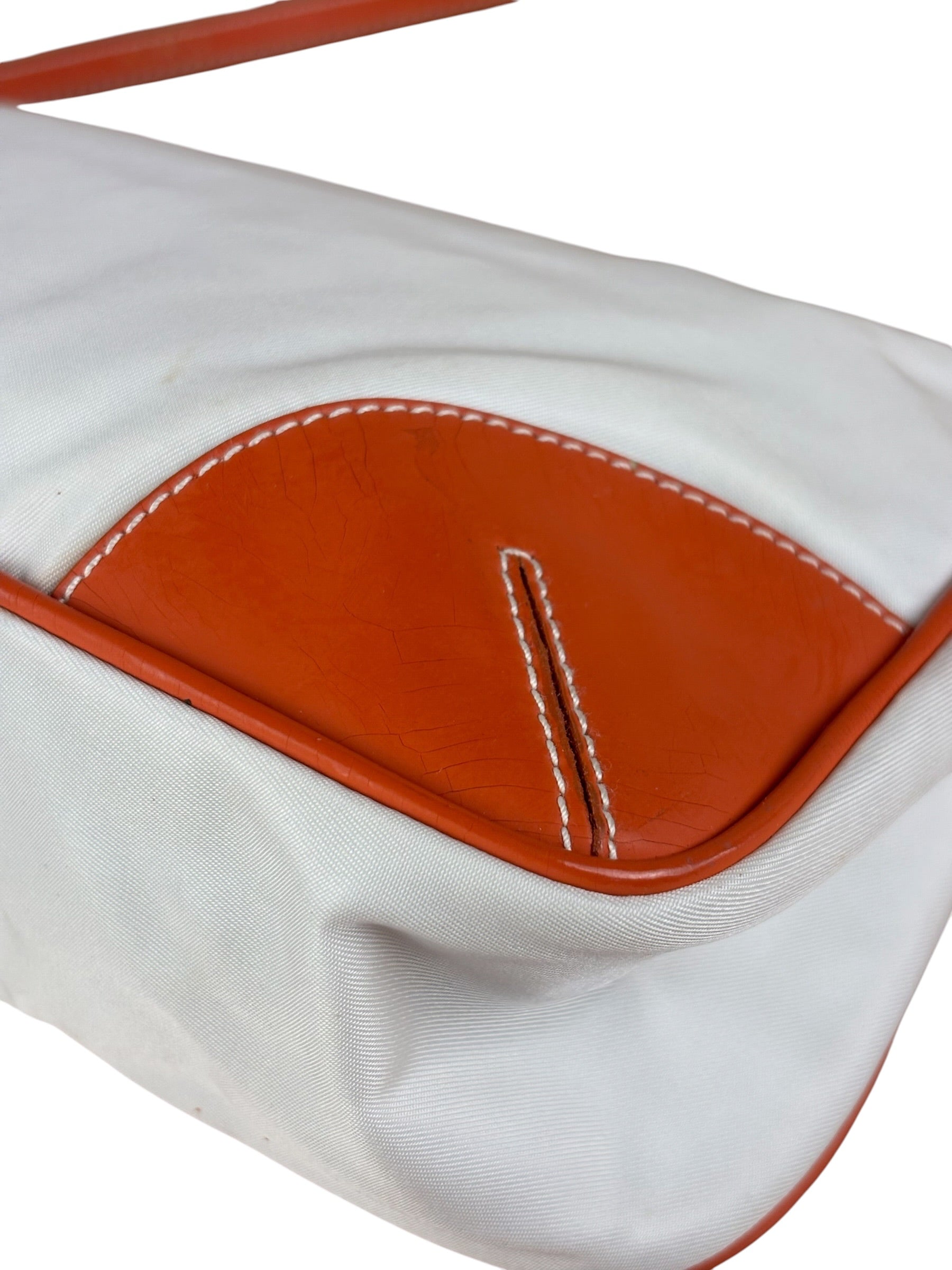 Prada Vintage Re-Edition Orange/White Tessuto Nylon Shoulder Bag