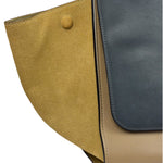 Celine Tri-Color Beige Leather/Suede Trapeze Medium Two-Way Bag