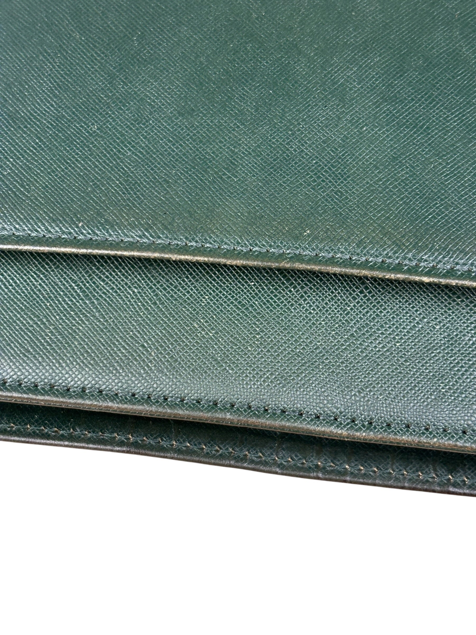 Burberry Dark Green Saffiano Leather Clutch