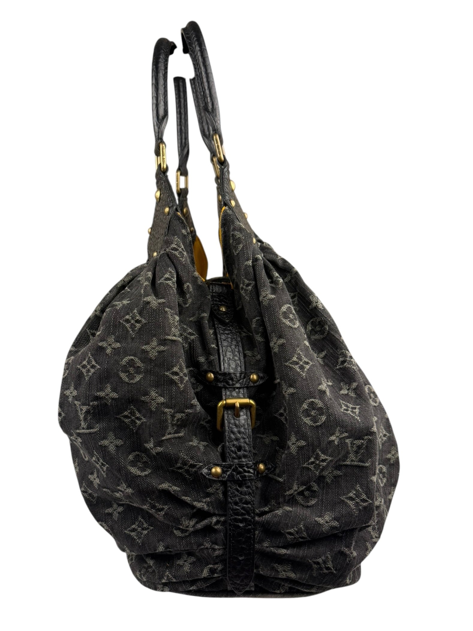 Louis Vuitton Black Denim Mahina Hobo Bag XL