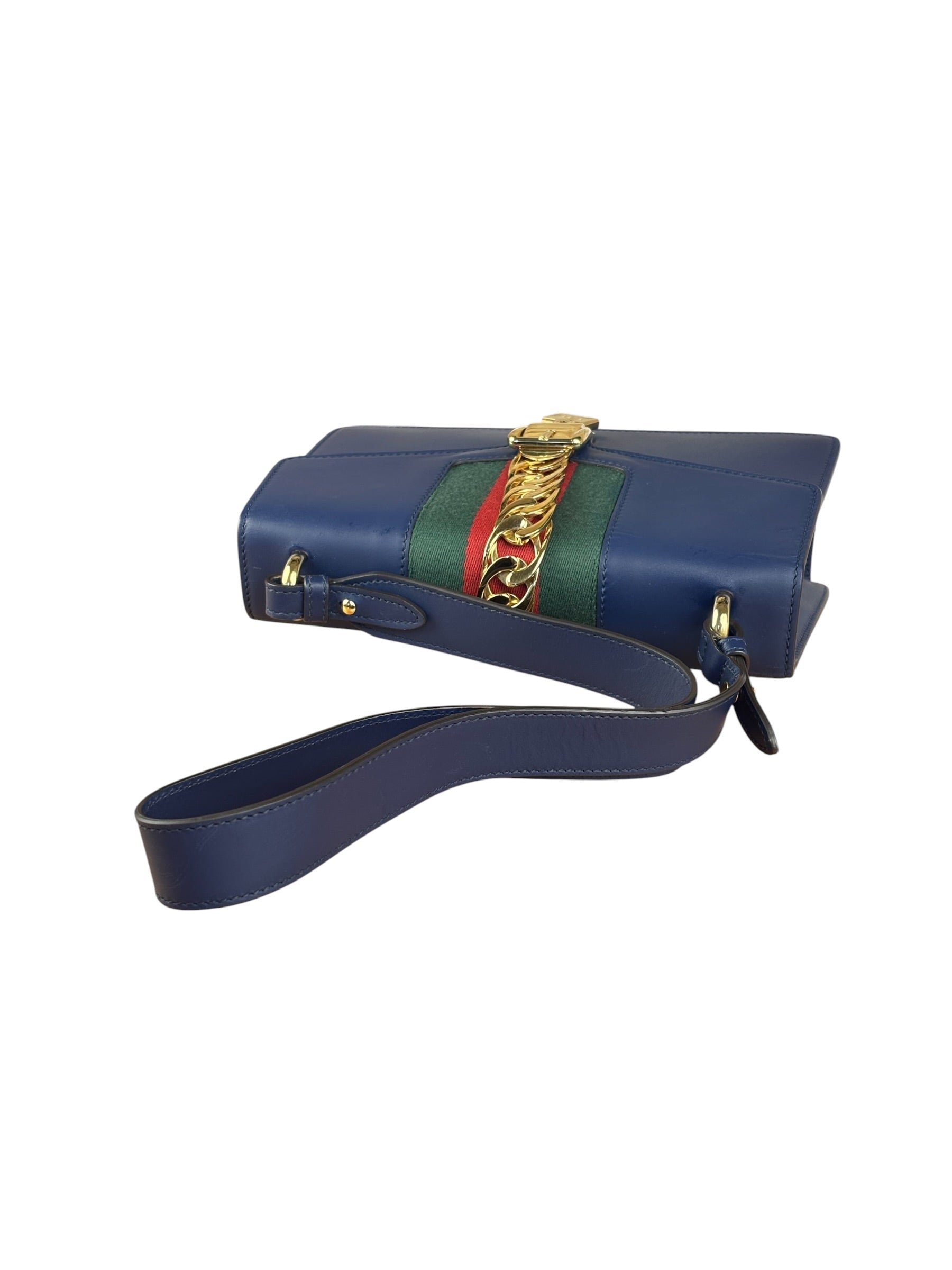 Gucci Navy Blue Sylvie Leather Crossbody Bag