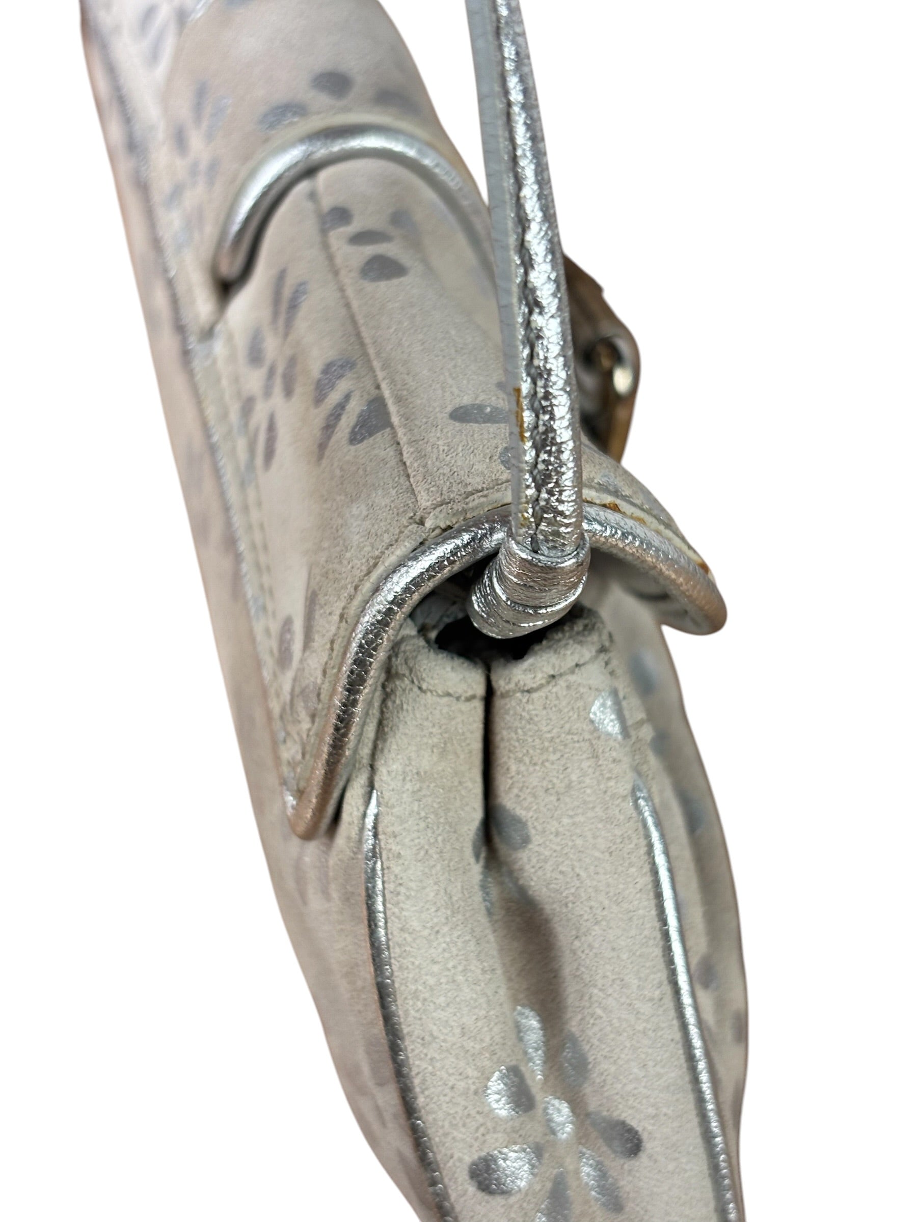 Celine Grey/Silver Suede/Leather Daisy Pochette
