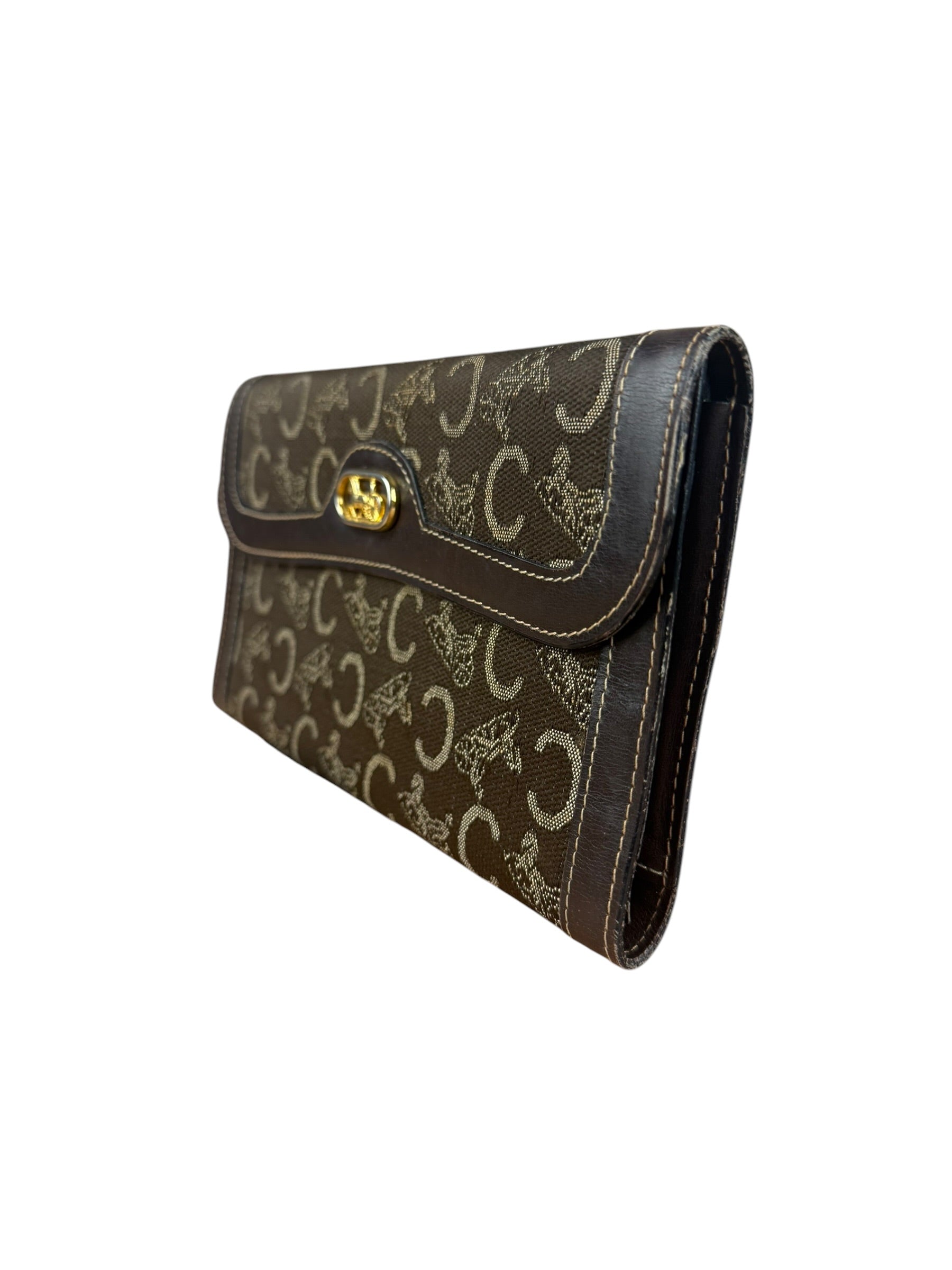 Celine Vintage Canvas Snap Trifold Wallet