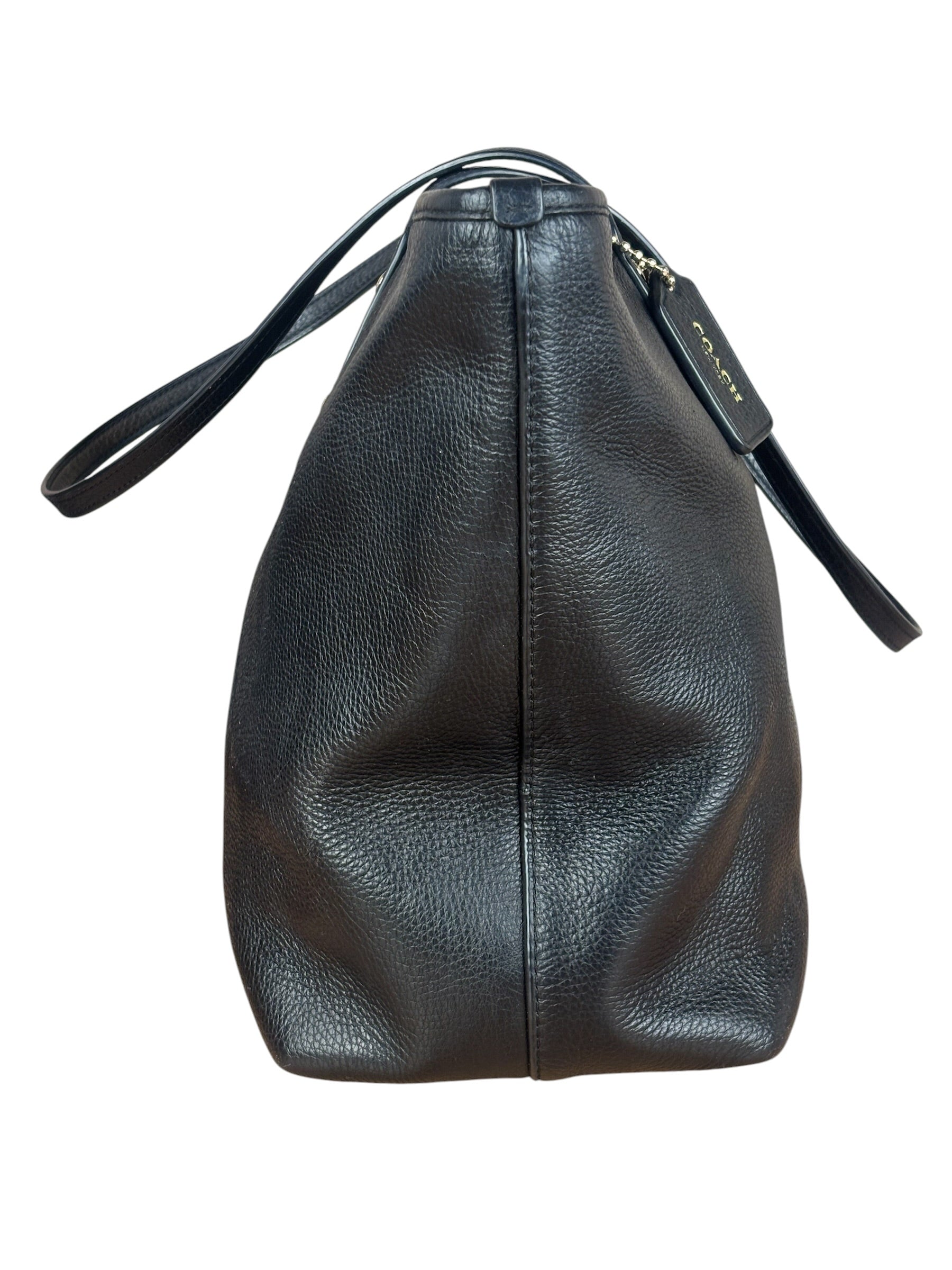 Coach Black Leather City Zip Tote Bag