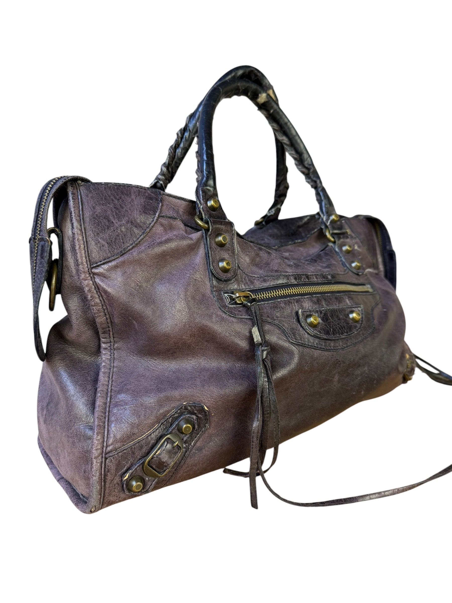 Balenciaga Vintage Purple Classic Motorcycle City Bag
