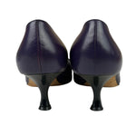 Manolo Blahnik Purple/Black Bow Kitten Heels