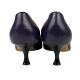 Manolo Blahnik Purple/Black Bow Kitten Heels