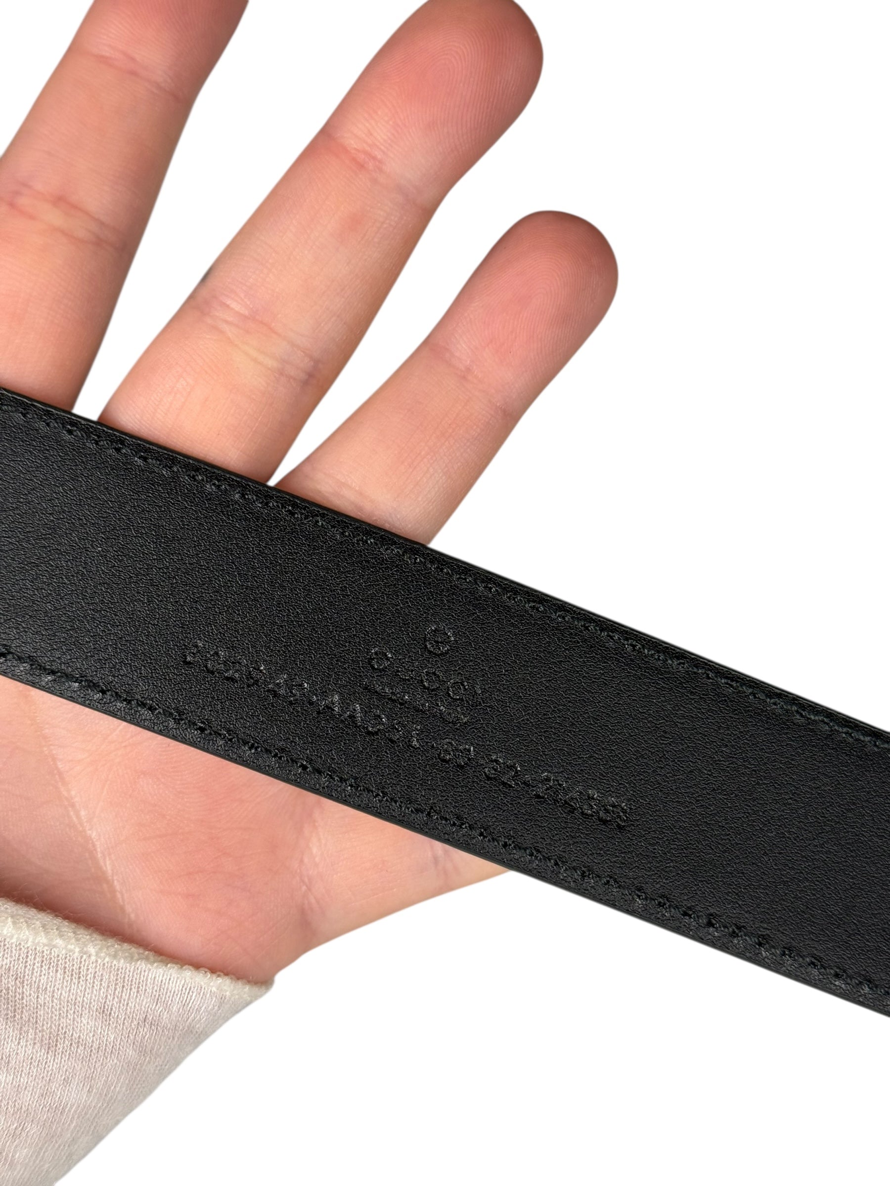 Gucci Black Monogram GG Buckle Belt