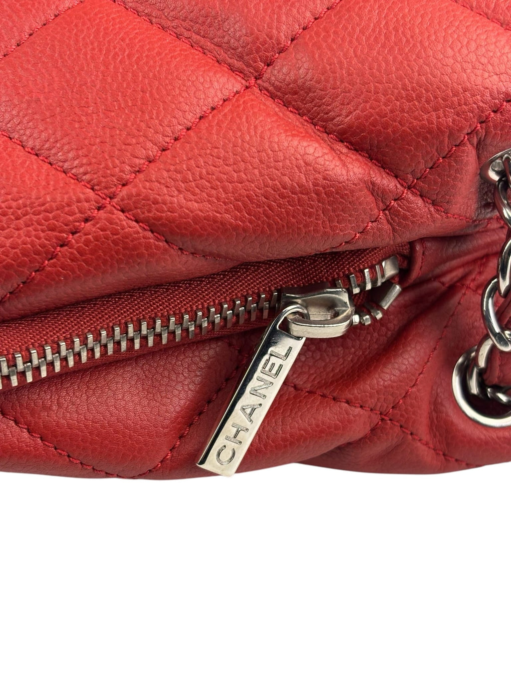 Chanel Red Caviar Leather Zip Out Tote Bag 2011